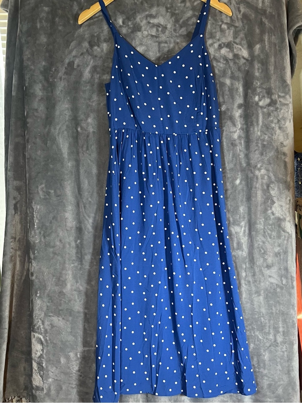Old Navy Royal Blue Polka Dot Spaghetti Strap Midi Dress
